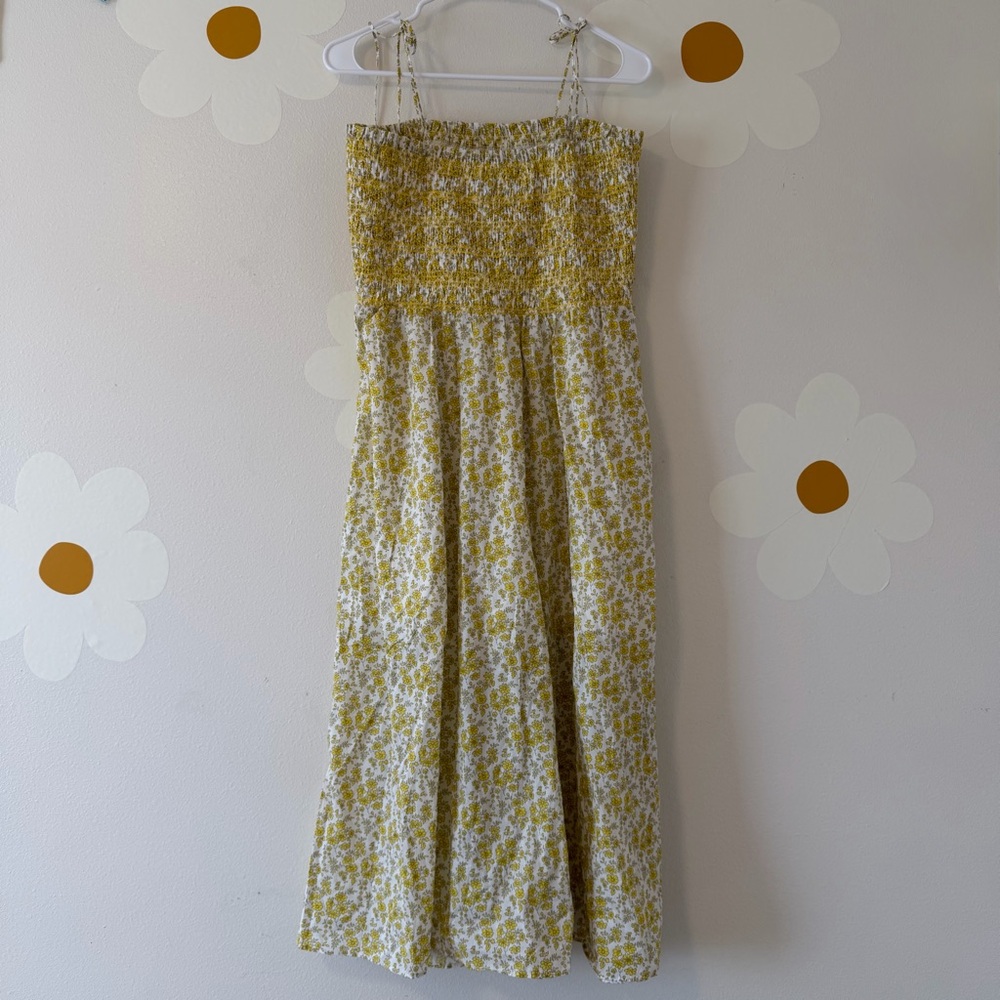 NWT J. Crew Yellow Paloma Midi Dress Liberty Organic 100% Cotton Fabric Smocked - Picture 8 of 13